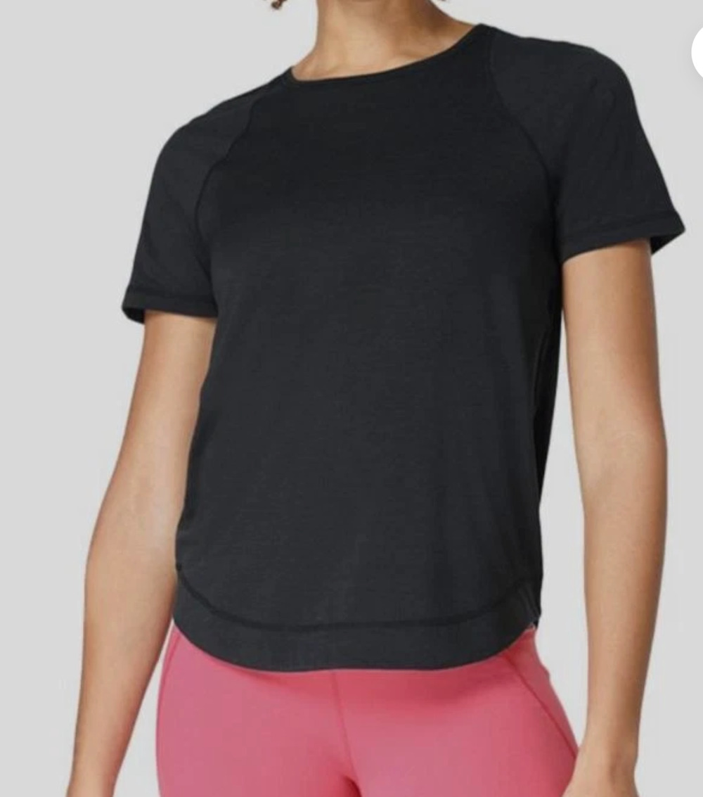 SWEATY BETTY Breathe Easy Mesh T Tee Black Size L Gym Fitness Running Stretch